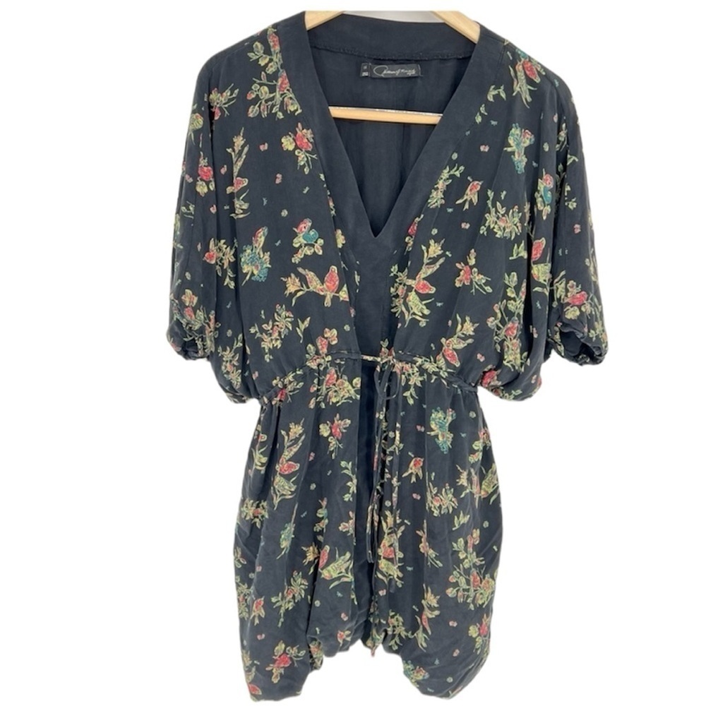Patterson J Kincaid Originals‎ Silk Mini Dress Tunic Birds Garden